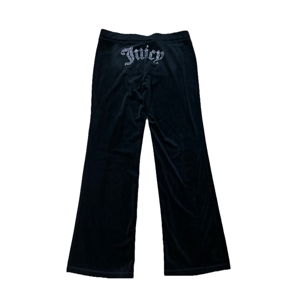 Juicy Couture Women's M Track Pants Black Velour Crystal Embellished Y2K Retro